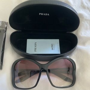 PRADA brand new large black frame sunglasses with rose ombré lens